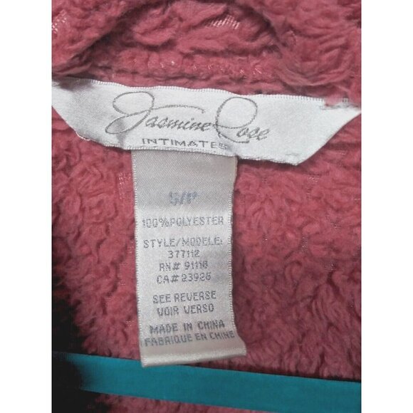 JASMINE ROSE intimate sleep robe/bath robe waffle-plush dusky pink tie pockets - Picture 4 of 8